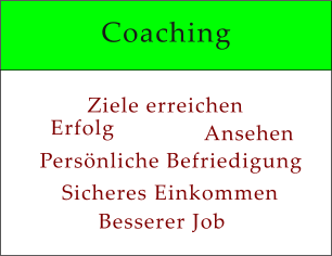 Erfolg Ansehen Ziele erreichen Besserer Job Sicheres Einkommen Persönliche Befriedigung Coaching